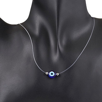 Lampwork Pendant Necklaces for Women, with Nylon Wire, Blue, 15.87 inch(40.3cm)