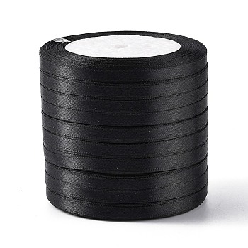 Garment Accessories 1/4 inch(6mm) Satin Ribbon, Black, 25yards/roll(22.86m/roll)