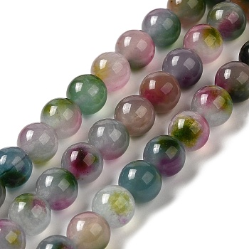 Natural Dyed Jade Beads Strands, Round, Colorful, 8.5mm, Hole: 0.8mm, about 45~46pcs/strand, 14.69''~15.04''(37.3~38.2cm)