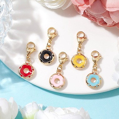 Donut Alloy Enamel Pendant Decorations(HJEW-JM01913)-2