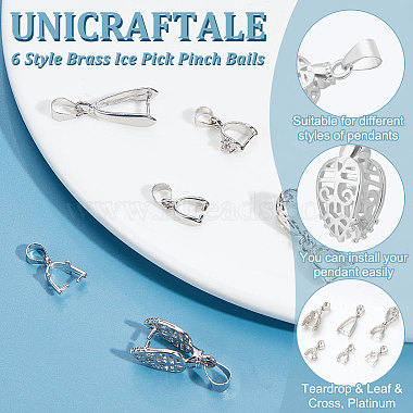 Unicraftale 48pcs 6 estilo latón pizca pizca fianzas(KK-UN0001-50)-5