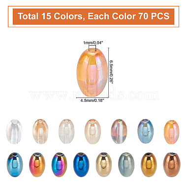 Elite 1050Pcs 15 Color Electroplate  Glass Beads(EGLA-PH0001-26)-5