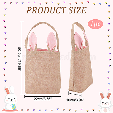 Easter Theme Jute & Cloth Rabbit Ear Gift Bags(ABAG-WH0025-07A)-2