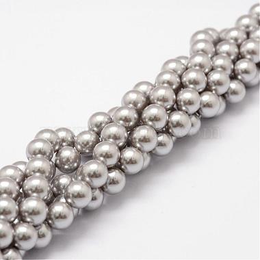 6mm Silver Round Shell Pearl Beads