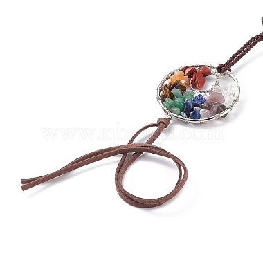 Chakra Natural Mixed Gemstone Woven Pendant Decorations(HJEW-JM00660)-4