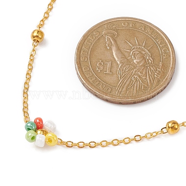 Colorful Glass Seed Beaded Flower Link Chain Bracelets & Necklaces & Anklet(SJEW-JS01277)-4