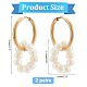 2 Pairs Natural Pearl Beaded Ring Dangle Hoop Earrings for Girl Women(EJEW-NB0001-06)-2