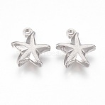 Tarnish Resistant 201 Stainless Steel Pendants, Star, Stainless Steel Color, 13.5x12x3mm, Hole: 1.4mm(STAS-O118-08P)