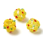 Handmade Lampwork Beads, Flower, Yellow, 11~13mm, Hole: 1.2mm(LAMP-B025-03A-07)