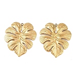 304 Stainless Steel Pendants, Leaf, Cadmium Free & Nickel Free & Lead Free, Ion Plating(IP), Real 18K Gold Plated, 38x33x2.5mm, Hole: 1.5mm(STAS-P424-05G)