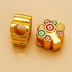 Alloy Enamel European Beads, Large Hole Beads, Golden, Tree, 11x11mm, Hole: 4mm(ENAM-WH0058-034H)