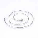 Non-Tarnish 304 Stainless Steel Cable Chains Necklaces, with Lobster Claw Clasps, Stainless Steel Color, 19.7 inch(50cm), 2.3mm(NJEW-F226-04P-09)
