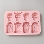 Food Grade Silicone Molds, Fondant Molds, For DIY Cake Decoration, Chocolate, Candy, UV Resin & Epoxy Resin Jewelry Making, Skull, 132x199x22mm, Hole: 7mm(SIL-TAC0015-03B)