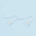Brass Earring Hooks, with Clear Cubic Zirconia and Vertical Loop, Flat Round, Silver, 18~20.5x4.5mm, Hole: 1~1.2mm, 20 Gauge, Pin: 0.8mm(KK-T038-249S)