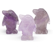 Natural Amethyst Carved Healing Penguin Figurines, Reiki Energy Stone Display Decorations, 27x18mm(PW-WG12060-03)