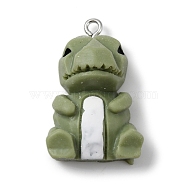 Opaque Resin Pendants, Animal Charms with Platinum Plated Iron Loops, Dinosaur, 30.5x19x11mm, Hole: 2mm(RESI-B018-01C)