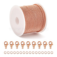 DIY Chain Bracelet Necklace Making Kit, Including Brass Curb Chains & Jump Rings & Lobster Claw Clasps, Rose Gold, Chain: 5M/bag(DIY-TA0005-08)