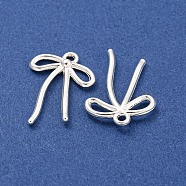 Rack Plating Alloy Pendants, Bowknot Charms, Silver, 19x13x2mm, Hole: 1.4mm(PALLOY-I221-06A-S)