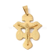 Ion Plating(IP) 304 Stainless Steel Pendants, Crucifix Cross Charm, Golden, 40x30x4mm, Hole: 7x5mm(STAS-C103-02G)