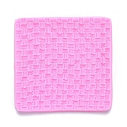 DIY Sweater Stitch Texture Food Grade Silicone Molds, Fondant Impression Mat Mold, for Cupcake Cake Decoration, Rectangle, Hot Pink, 101x97x7.5mm(DIY-B034-06)