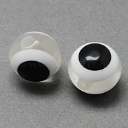 Round Evil Eye Resin Beads, Clear, 8x7mm, Hole: 1.8~2mm(RESI-R159-8mm-01)