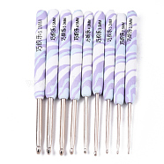Aluminum Diverse Size Crochet Hooks Set, with Polymer Clay Handle, for Braiding Crochet Sewing Tools, Light Gold, Colorful, 150~155x10~12mm, pin: 2mm/2.5mm/3mm/3.5mm/4mm/4.5mm/5mm/5.5mm/6mm, 9pcs/set(TOOL-S015-015)