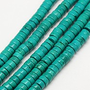 Natural Magnesite Beads Strands, Heishi Beads, Flat Round/Disc, Dyed, Dark Cyan, 6x2.5~3mm, Hole: 1mm, about 133~153pcs/strand, 15.7 inch(G-N0132-03-6mm)