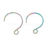 Rainbow Color Ion Plating(IP) 316 Surgical Stainless Steel Earring Hooks, with Horizontal Loops, 19x15mm, Hole: 3x2.6mm, 22 Gauge, Pin: 0.6mm(STAS-D183-03M-02)