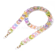 Eyeglasses Chains, Neck Strap for Eyeglasses, with Spray Painted Transparent Acrylic Curb Chains, Golden Plated 304 Stainless Steel Lobster Claw Clasps and Rubber Loop Ends, Colorful, 31.69 inch(80.5cm)(AJEW-EH00228-01)