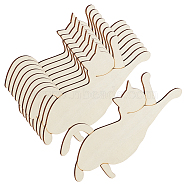 Cat Shape Unfinished Wood Cutouts, Blanched Almond, 8.9x15.3x0.25cm(WOOD-WH0029-48)