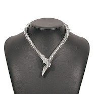 Alloy Popcorn Chain Necklaces, Crystal Rhinestone Magnetic Snake Necklace, Platinum, 22.05 inch(56cm)(NJEW-Z020-01A-P)