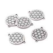 201 Stainless Steel Sacred Geometry Links, Laser Cut, Flower of Life, Stainless Steel Color, 17.5x23x1mm, Hole: 1.4mm(STAS-S105-JN900)