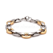 Vacuum Plating 304 Stainless Steel Link Chains Bracelet, Two Tone Highly Durable Bracelet for Men Women, Golden & Stainless Steel Color, 8-1/2 inch(21.5cm)(STAS-E160-05GP)