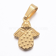 Ion Plating(IP) 304 Stainless Steel Pendants, Angel, Golden, 18x13.5x3mm, Hole: 8x4mm(STAS-K162-055G)