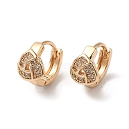 Brass Cubic Zirconia Hoop Earrings for Women, Hollow Triangle, Light Gold, 10x11.5x6.5mm(EJEW-M238-05KCG)