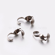 201 Stainless Steel Bead Tips, Calotte Ends, Clamshell Knot Cover, Stainless Steel Color, 9x4x4mm, Hole: 1mm, 4mm inner diameter(STAS-E077-18)