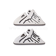 201 Stainless Steel Charms, Laser Cut, Mountain Charm, Anti-Tarnish, Stainless Steel Color, 8x15x1mm, Hole: 1mm(STAS-V001-11)