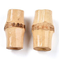 Natural Bamboo Beads, Undyed, Barrel, Bisque, 35.5~36x19~21mm, Hole: 6.5~7mm(WOOD-N016-55)