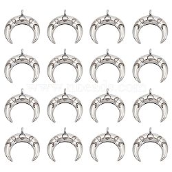 Tibetan Style Alloy Pendants, Crescent Moon Charm, Antique Silver, 21.5x22x3mm, Hole: 1.8mm, 20pcs/box(FIND-SC0004-55)