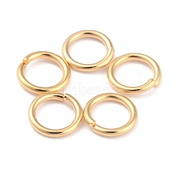 Rack Plating Brass Jump Rings, Open Jump Rings, Long-Lasting Plated, Real 24K Gold Plated, 7x1mm, 18 Gauge, Inner Diameter: 5mm(X-KK-O139-18P-G)