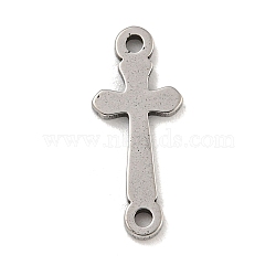 201 Stainless Steel Connector Charms, Religion Cross Links, Stainless Steel Color, 17x7x1mm, Hole: 1.2mm(STAS-S146-09P)