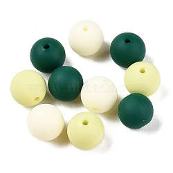 Rubberized Style Imitated Silicone Acrylic Beads, Round, Mixed Color, 11.5x11mm, Hole: 1.8mm(MACR-T048-01B-09)