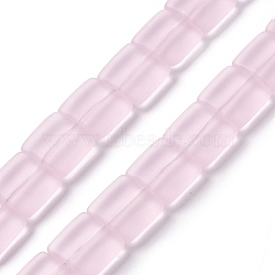 Transparent Frosted Glass Beads Strands, Square, Lavender Blush, 12x12x4.5mm, Hole: 1mm, about 50pcs/strand, 23.23''~24.02''(59~61cm)(FGLA-S001-01C)