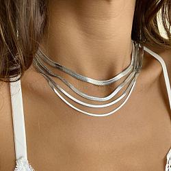 304 Stainless Steel Snake Chain Necklaces for Women, Stainless Steel Color, 3mm, 17.72 inch(45cm)(WG80FEF-27)
