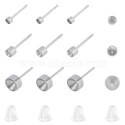 304 Stainless Steel Stud Earring Findings, with Plastic Ear Nuts, Stainless Steel Color, 260pcs/box(STAS-UN0021-16P)