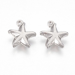Tarnish Resistant 201 Stainless Steel Pendants, Star, Stainless Steel Color, 13.5x12x3mm, Hole: 1.4mm(STAS-O118-08P)