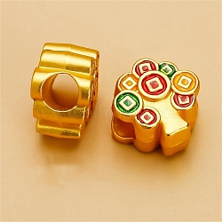 Alloy Enamel European Beads, Large Hole Beads, Golden, Tree, 11x11mm, Hole: 4mm(ENAM-WH0058-034H)