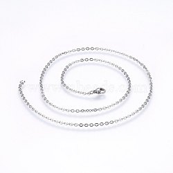 304 Stainless Steel Cable Chains Necklaces, with Lobster Claw Clasps, Stainless Steel Color, 19.7 inch(50cm), 2.3mm(NJEW-F226-04P-09)