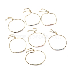 Enamel Heart with Evil Eye Link Slider Bracelet with Cubic Zirconia, Golden Brass Lucky Jewelry for Women, Mixed Color, Inner Diameter: 1/2~3-1/4 inch(1.2~8.3cm)(BJEW-E015-05G-M)