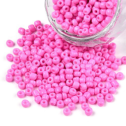 8/0 3mm Baking Paint Glass Seed Beads Loose Spacer Beads, Hot Pink, 3mm, Hole: 1mm, about 962pcs/50g(X-SEED-S002-K2)